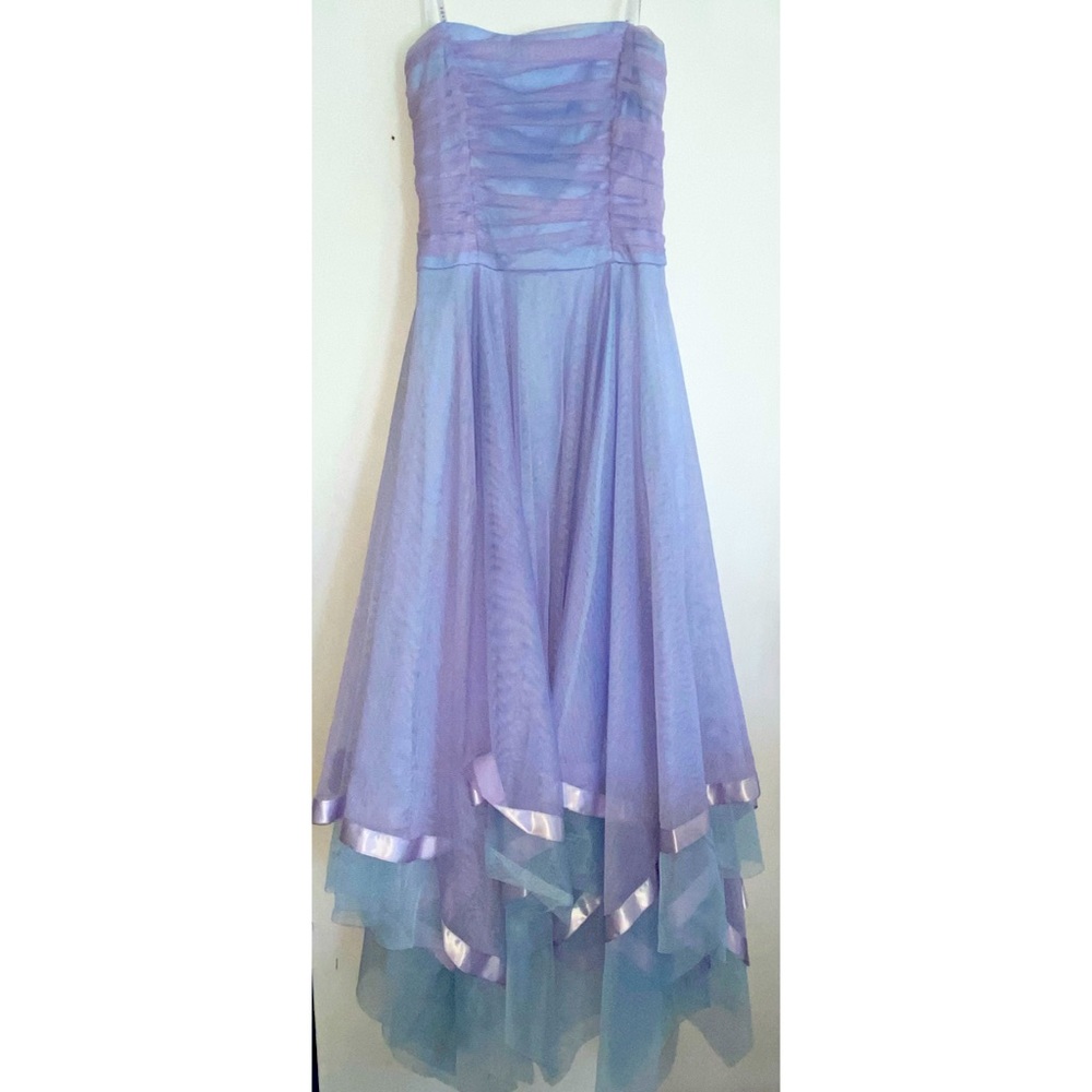 Masquerade Formal Strapless Assymetric Midi Dress Size 5/6